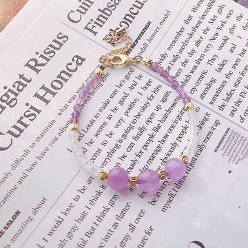 月亮石 草莓晶 紫晶 愛情運 水晶 手鈪 手鏈 手鍊 手環 客製化