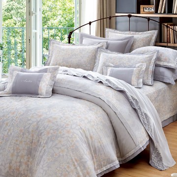 床包組-內含床包+枕套/純粹好棉100%無異纖精梳純棉/2349花香之舞(灰)