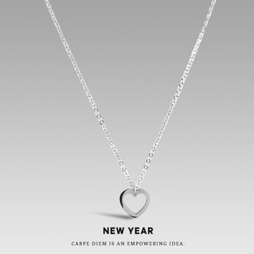 原創ins簡約輕奢鏤空愛心吊墜鈦鋼項鏈鎖骨鏈潮女可愛百搭毛衣鏈
