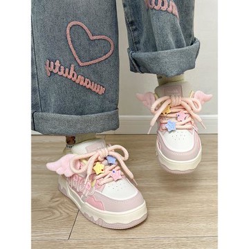 星星粉色面包鞋多巴胺鞋子女原創小眾學生運動透氣可愛板鞋女