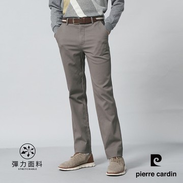 pierre cardin 皮爾卡登 男款 棉質平口休閒長褲-卡其灰色(5245871-96)