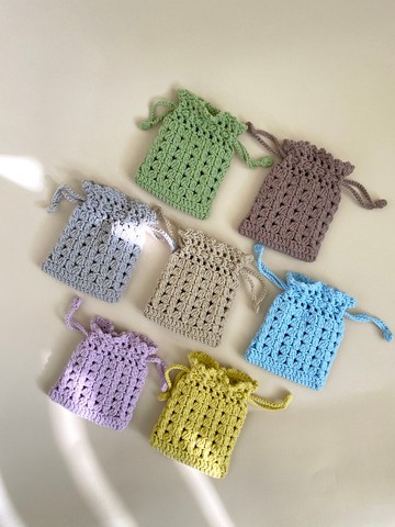 ZHII studio 手工針織束口袋 (小款)  小物收納袋