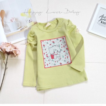 中厚 害羞貓咪Q棉長袖上衣 秋冬童裝 女童上衣 女童長袖 女童棉T 女童T恤 長袖上衣 秋冬上衣