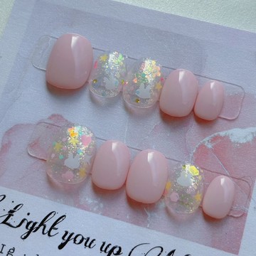 可愛粉兔子甲片 /穿戴甲/訂製美甲貼片