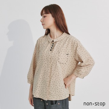 non-stop 小花呢喃寬版襯衫-2色