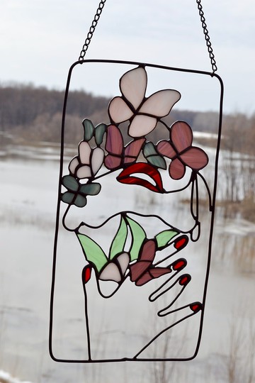 彩色玻璃蝴蝶捕夢網彩色玻璃臉飾極簡主義藝術