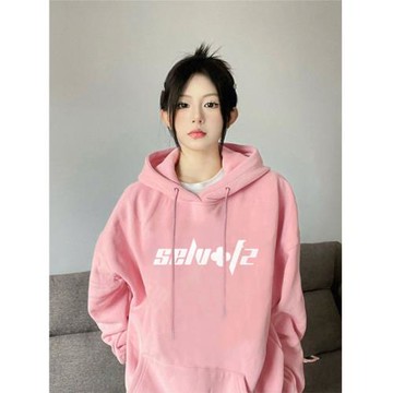 美式復古連帽套頭衛衣女中長款秋冬寬松潮牌ins重磅加厚加絨長袖