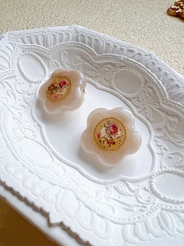 緋花日和玫瑰花朵耳環