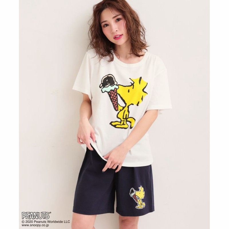 エメフィール 部屋着 セットアップ Peanuts スヌーピー グラフィック Tシャツ 上下セット ルームウェア パジャマ セット レディース 春夏 部屋着 キャラクター レディース イエロー S Aimerfeel 通販 Lineポイント最大get Lineショッピング