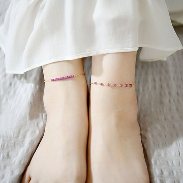 有助貫徹目標的寶石 粉紅藍寶石腳鍊 兩款選擇 9月誕生石