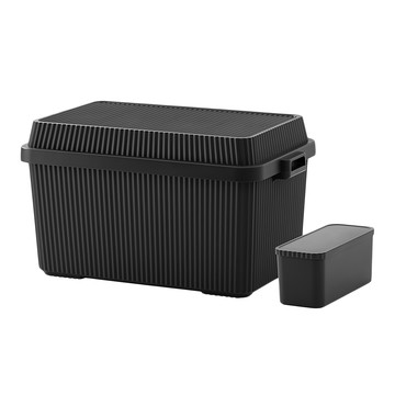 like-it 多功能直紋耐壓收納箱 附分隔盒  酷岩黑  83L  1組