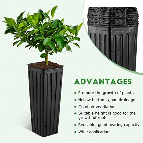 Yardwe 木 苗 ポット 50個 再利用可能 深い 苗床 植木鉢 高さ 苗 花 植物 接ぎ木 ポット 排水 穴付き