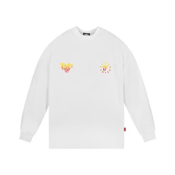 TWITU漸變圓形印花純色300g國潮美式潮牌t恤男女滑板街舞寬松長袖