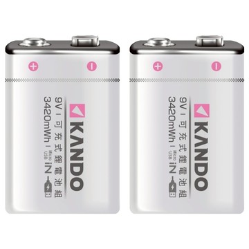 KANDO 感動 方型USB充電式鋰電池 UM-9V  1入  2個