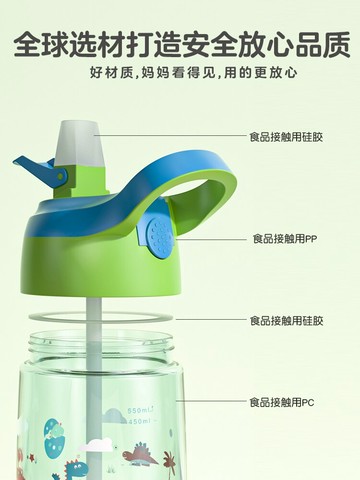 兒童水杯夏季帶吸管上學專用水壺男孩防摔便攜女生可愛高顏值杯子