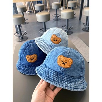 兒童漁夫帽春秋季小童小熊可愛牛仔盆帽男女寶寶出游遮陽防曬帽春