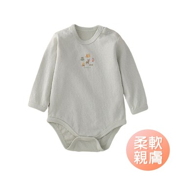 日系空氣棉緹花肩扣式包屁衣 嬰兒長袖連身衣 新生兒薄長袖睡衣-雪倫小舖