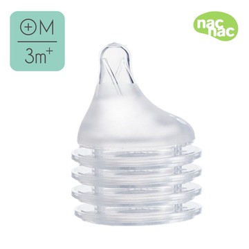 【nac nac官方授權】妍心35%乳感防脹氣寬口奶嘴-M 4入(3個月以上)