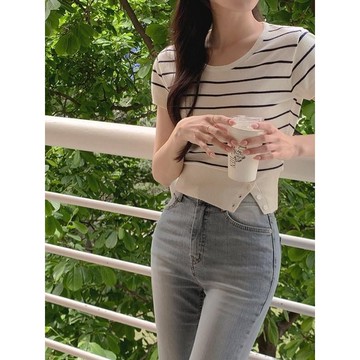 Codibook｜韓國 MORENNE 圓領鏤空織紋短袖針織上衣［預購］針織衫 女裝