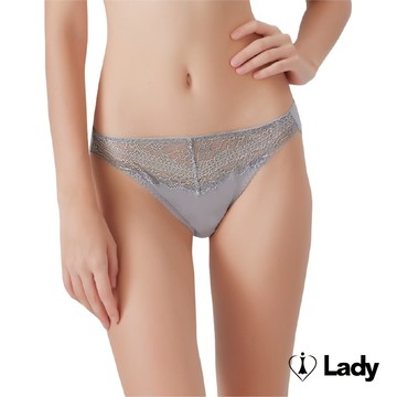 Lady 花畔微夢系列 蕾絲 中腰 三角褲 (晨曦灰) │ 涼感 膠原蛋白布 彈性蕾絲 M-XL