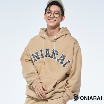 【買1送1】CITY系列貼布多色寬鬆連帽長TEE(卡其) - BLUE WAY  鬼洗い