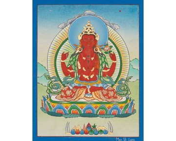 紅觀音唐卡－手繪藏傳佛教藝術品