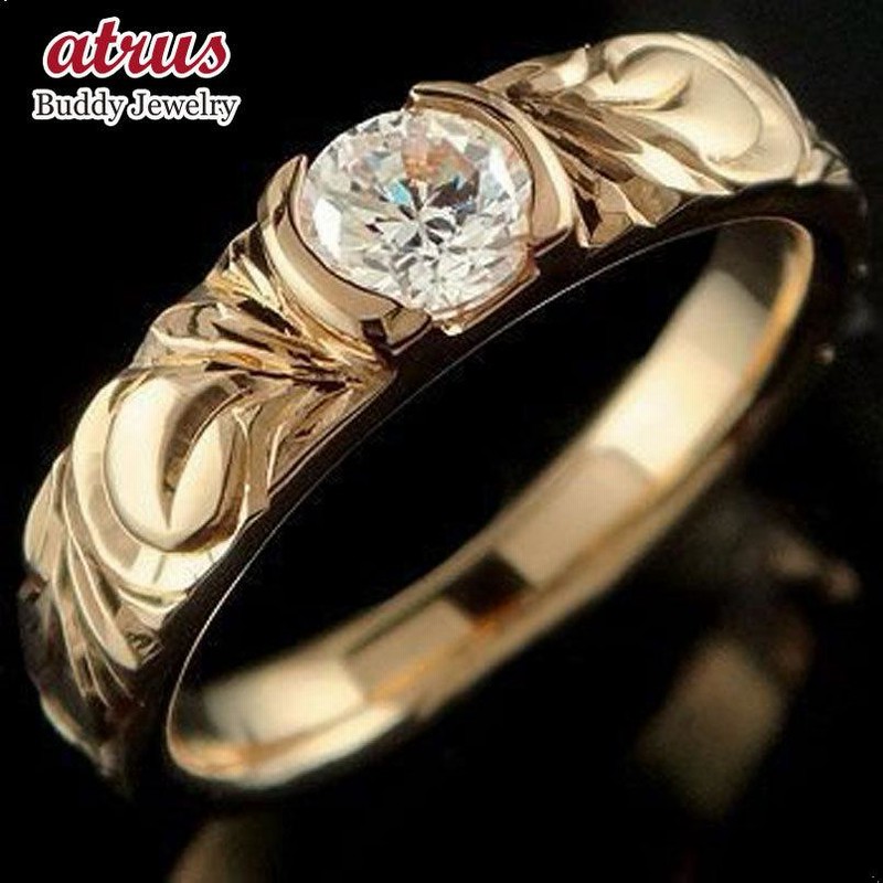 婚約指輪 18金 リング ダイヤモンド 一粒 0.50ct VS 鑑定書付き メンズ ハワイアンジュエリー 18k ピンキーリング  ピンクゴールドk18 送料無料 セール SALE | LINEブランドカタログ