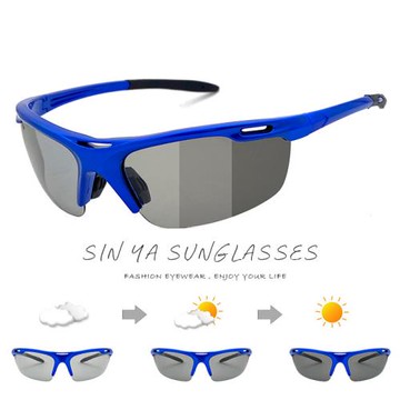 【SINYA】Polarized運動智能感光變色墨鏡 藍框 頂規強化偏光鏡片 男女適用 抗UV400