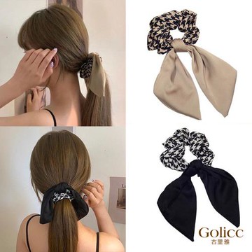 【Gulicc】古莉可 千鳥格 蝴蝶結 大腸圈(髮飾 頭飾 髮帶 髮圈 手圈 髮束 情人節 母親節 七夕 生日禮物)