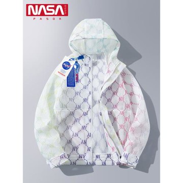 (免運)NASA時尚網格鏤空開衫夾克2025夏季連帽外套高中學生港風遮陽上衣