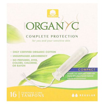 Organyc, 有機衛生棉條，緊湊型，常規款，16 條
