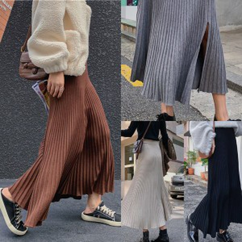 ニットロングスカート プリーツスカート ニット 韓国 ファッション 冬服 レディース ニットマキシスカート ロングスカート 冬 フレアスカ 通販 Lineポイント最大1 0 Get Lineショッピング