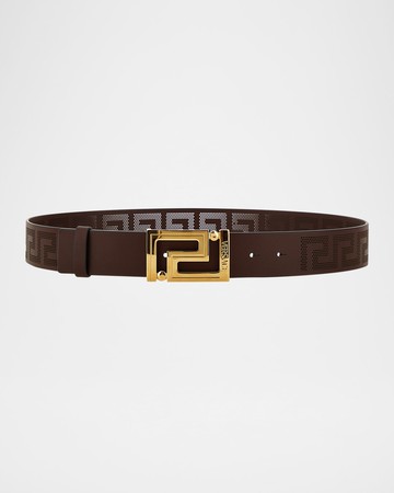 Men's Greek Key Leather Belt