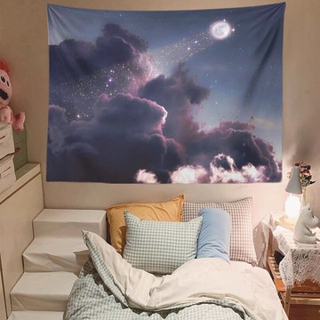 ins云朵掛布臥室床頭畫布宿舍墻布房間裝飾布置掛毯網紅背景布大