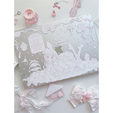 原創設計小嘰茶話會MacBoon閃閃保護套透明新款蘋果電腦保護套少女可愛寢室學生上班族平板超薄 防滑透氣