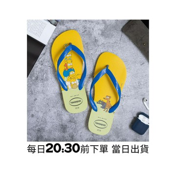 [巴拉娜巴西人字拖專賣店]中壢實體店面Havaianas 哈瓦仕 夾腳拖/人字拖鞋 SIMPSONS 辛普森沙灘 海灘 海邊黃綠色2022新款