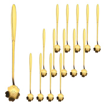 小麥購物 花朵咖啡勺 G567 10~13g  15支  土豪金