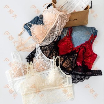 【臺灣出貨👙】K78#法式性感蕾絲美背超薄內衣女聚攏舒適親膚無鋼圈兔耳朵文胸罩【伊娜美】