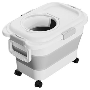 二折折疊飼料桶  白灰色  20L  1個