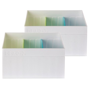 INOMATA 日本彩色分格板收納盒2件組  白色  1組