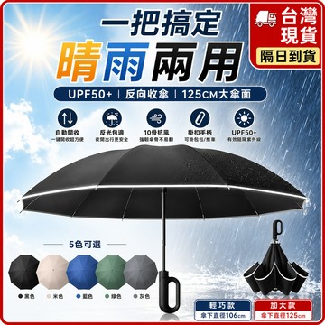 隔日到貨🍑反向傘 自動傘 晴雨傘 自動開收 UPF50+ 防曬傘 抗UV 反向雨傘 10骨抗風 大傘面125CM