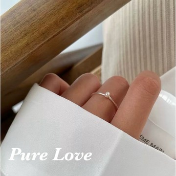 Pure Love樂芙 /正韓 銀飾【S925純銀】R0860簡約通體單顆珍珠開口可調式戒指 尾戒 / 銀