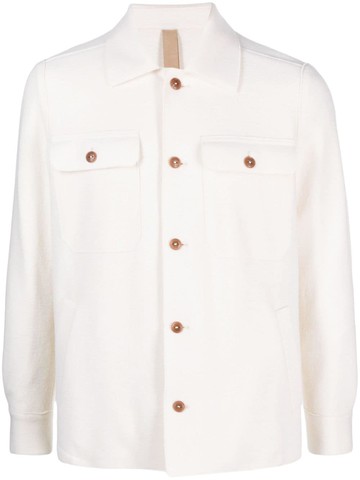 Eleventy - spread-collar wool shirt jacket - men - Polyester/Polyurethane/Wool/Acetate/Viscose - 52 - White