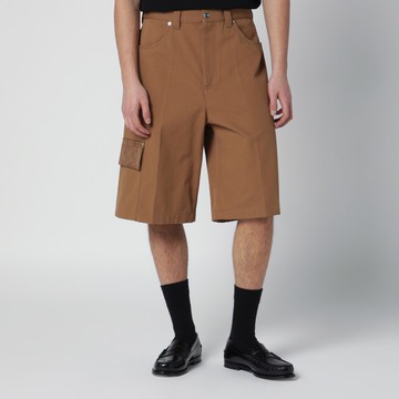 Camel cargo Bermuda shorts with GG details