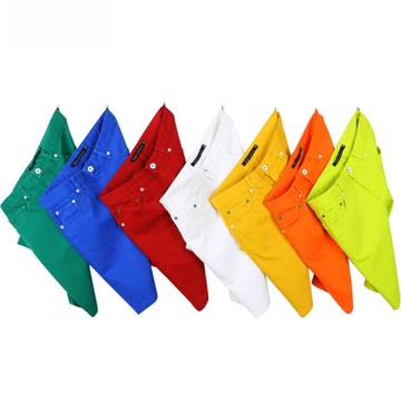 勁普夏季男士休閑牛仔五分短褲修身純色時尚彈力青年中褲韓版潮薄