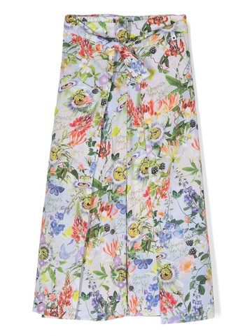 Molo - floral-print wide-leg organic-cotton trousers - kids - Organic Cotton - 110 - Blue