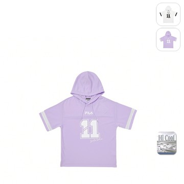 FILA KIDS 童吸濕排汗連帽圓領上衣-紫色 1TEY-4703-PL