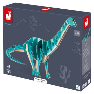 Janod 3D建構拼圖 梁龍 藍色 42片 益智玩具 培養空間概念 激發想像力  1盒