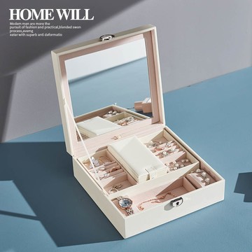 首飾收納盒防塵耳環耳釘耳飾手飾品項鏈ins風精致收拾整理盒子箱