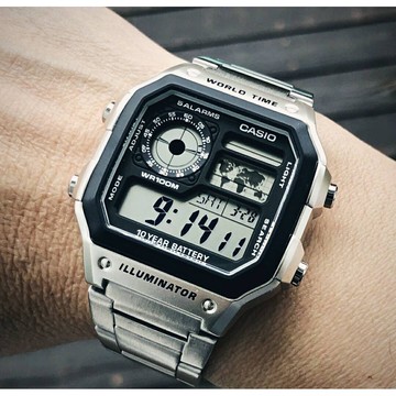 【SC】開立發票 全新公司貨 卡西歐 CASIO  手錶 十年電池款 世界時區地圖防水錶 #AE-1200WHD-1A